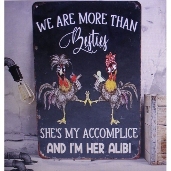 We Are More Than Besties...Metal Sign Humor Home Decor She Shed NIP - Picture 1 of 8